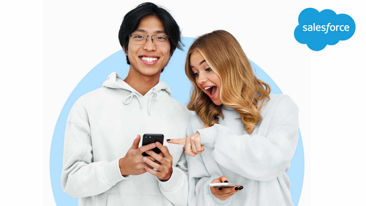 A boy and girl using Salesforce anywhere app