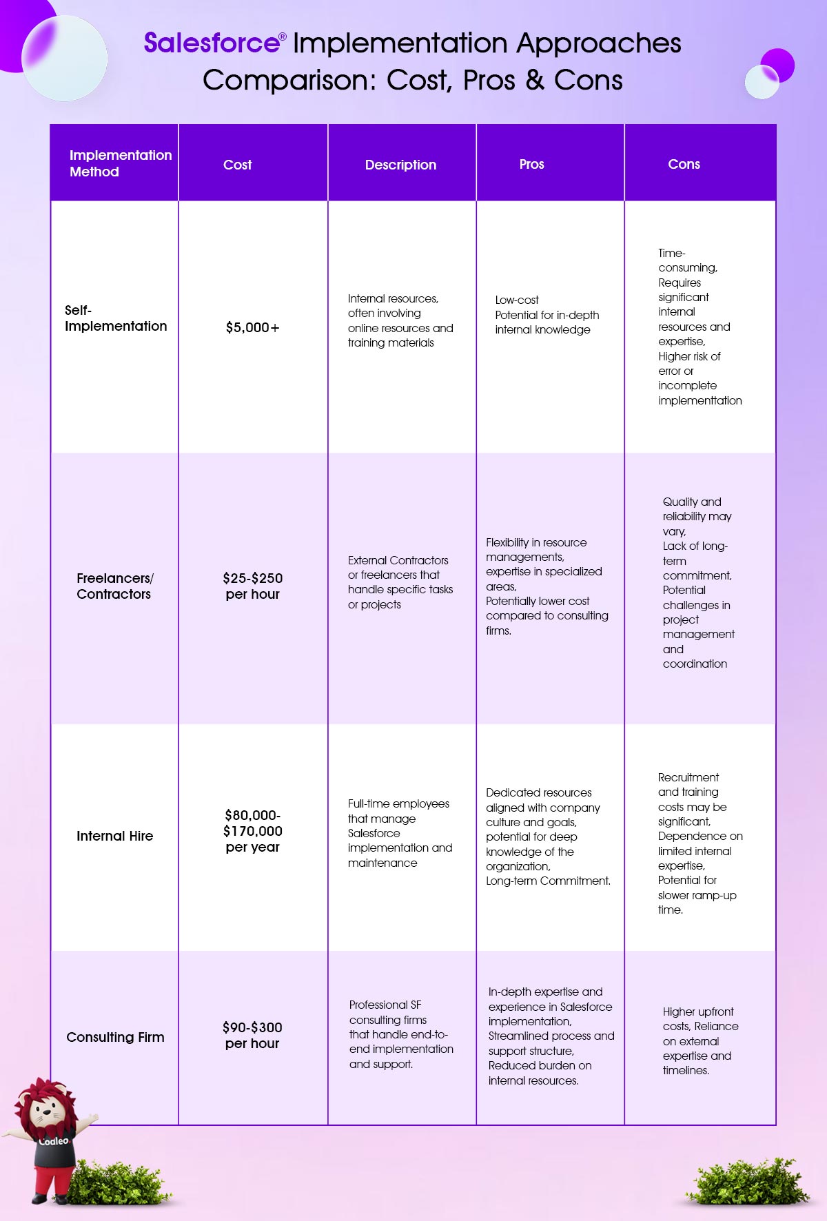 salesforce implementation approaches comparison